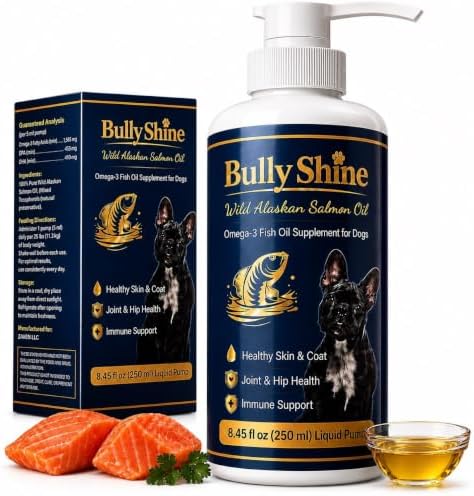 Wild Alaskan Salmon Oil for Dogs, 8.45 fl oz (250 ml) – Omega-3 Fish Oil with EPA & DHA for Skin & Coat, Shedding, Joint & Hip Support, Immune Support, Easy Daily Pump