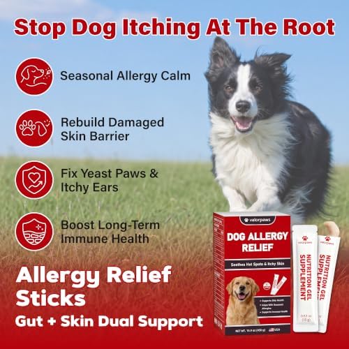 Dog Allergy Supplement,Soothes Itching,Yeast,Paw Licking,Itchy Ears and Seasonal Allergies with Quercetin,Bromelain & Omega-3 Fish Oil Immunity Support & Gut Health for All Ages & Sizes,Chicken Flavor