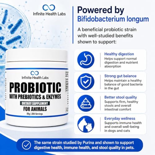 Probiotic Powder for Dogs & Cats with Prebiotics & Digestive Enzymes, 50 g
