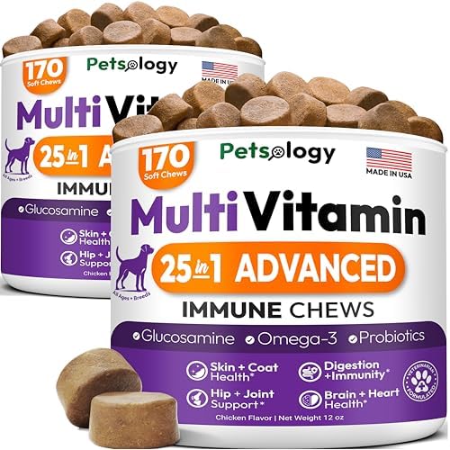 (2 Pack) Dog Multivitamin Chewable, 340 Chews, Dog Vitamins and Supplements | Glucosamine, Hip & Joint, Pet Immune Support, Gut & Heart Health - Senior & Puppy Multivitamin Pet Supplement, Made in USA