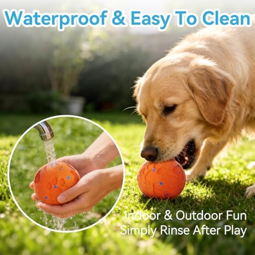 Interactive Dog Toy Ball, Smart Automatic Moving Dog Toy for Medium Large | Electric Vibrating Dog Toy, Rolling & Bouncing Interactive Dog Ball, E-TPU, IP54 Waterproof, 2 Modes, USB-C Rechargeable