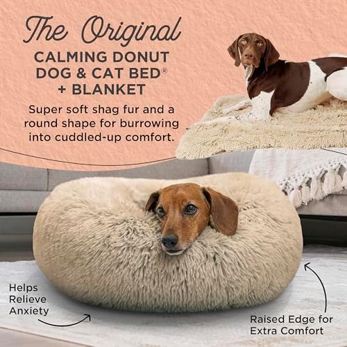 Best Friends by Sheri Calming Donut Dog Bed, Small, Taupe, 23"x23"