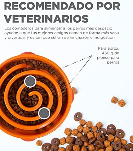 Outward Hound Fun Feeder Slo Bowl, Slow Feeder Dog Bowl, Large/Regular, Purple & Orange