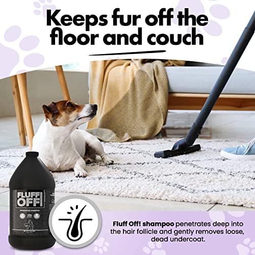 Fluff Off! by Girl With The Dogs, Natural Deshedding Dog & Cat Shampoo, 1 Gal, Made in USA, 8 Wks+