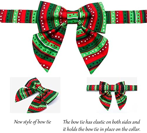 Lionet Paws Christmas Dog Collar with Bowtie, Dog Sailor Bow Collar with Metal Buckle for Dogs and Cats, Adjustable Comfortable Dog Collar Girl Gift, XS, Neck 8-12 in