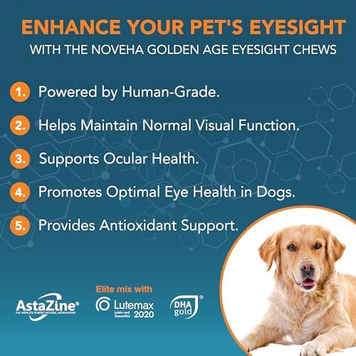 NOVEHA Eye Supplement for Dogs (90 Chews)- Vision Support with Lutein + Vitamin C & Astaxanthin Antioxidants - Dog Vitamins for Eyes + Fish Oil for Omega 3 EPA - Made in USA