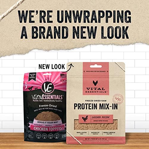 Vital Essentials Freeze Dried Dog Food Topper, Chicken, 6 oz Bag