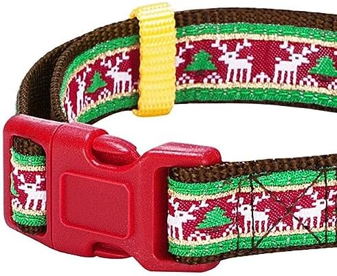 Blueberry Pet Santa’s Reindeer Christmas Dog Collar with Detachable Bow Tie, Adjustable Small Size, 12"-16" Neck