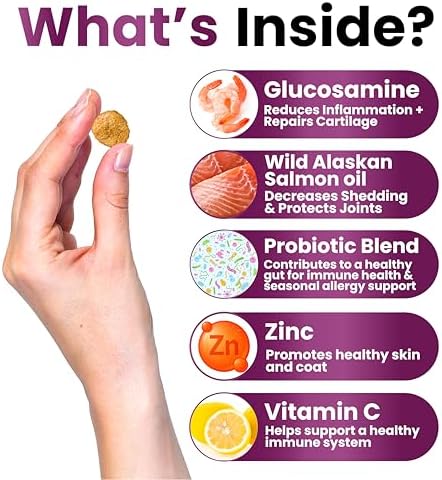 Dog Multivitamin Chewable with Glucosamine - Dog Vitamins and Supplements | Senior & Puppy Multivitamin for Dogs - Pet Chondroitin Hip and Joint Support Health, Immune Booster, Skin, Heart, Probiotics