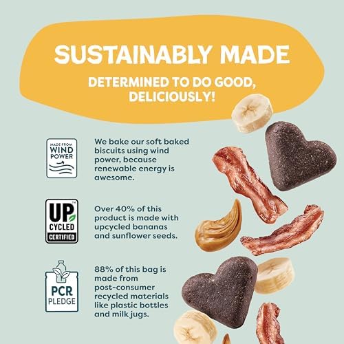Shameless Pets Soft-Baked Dog Treats, Bananas for Bacon | Healthy Treats for Small, Medium & Large Dogs | Skin & Coat Support with Omega-3 & Omega-6 | Grain-Free, Made in USA | 6 oz