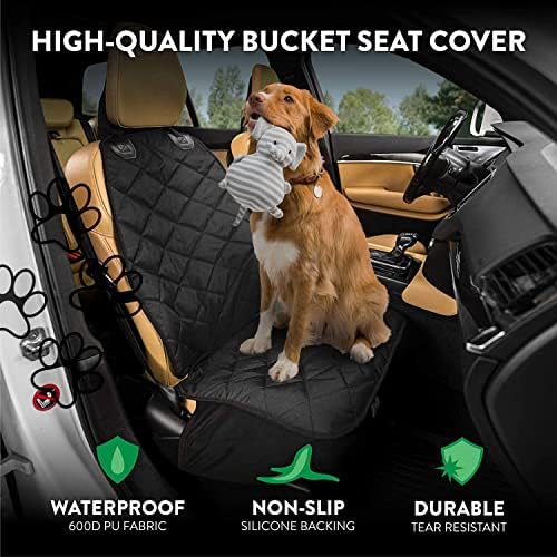 Plush Paws Premium Bucket Car Seat Protector - Black, Front Seat