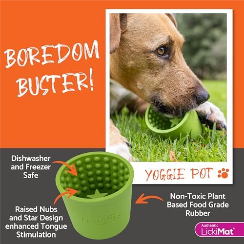 LICKIMAT Yoggie Pot – Distraction, Fun and Enrichment. Long Lasting Rubber Licking Treat Dispenser for All Dog Sizes and Slow Feeder for Small Dogs - Pink