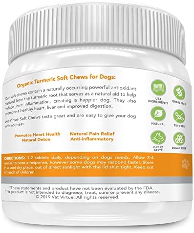 Turmeric for Dogs, Organic Curcumin Soft Chews, 60 Count