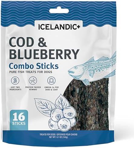 Icelandic+ Cod & Blueberry Combo Sticks - 16ct, 5.1oz Pure Dog Treats