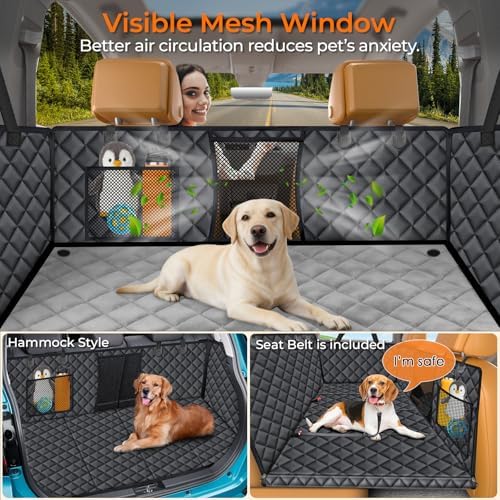 URPOWER Hard Bottom Dog Car Seat Cover - Back Seat Extender with Blanket