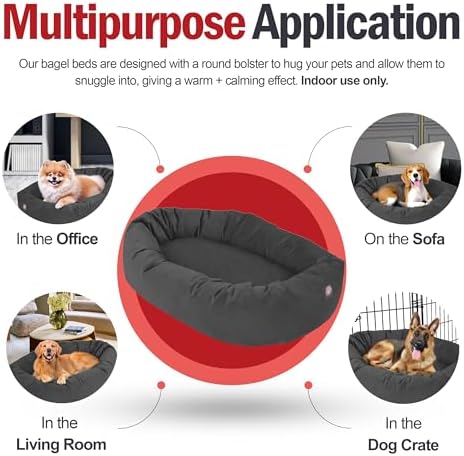 Majestic Pet Suede Calming Dog Bed, 40 Inch Large, Washable, Gray