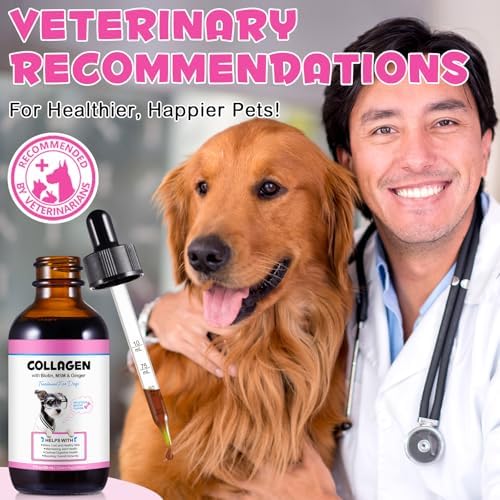2Pack Collagen Drops for Dogs 60ml - Joint Support, Skin & Coat Health with Biotin & MSM - Supports Smooth Digestion, Delicious Bacon Flavor