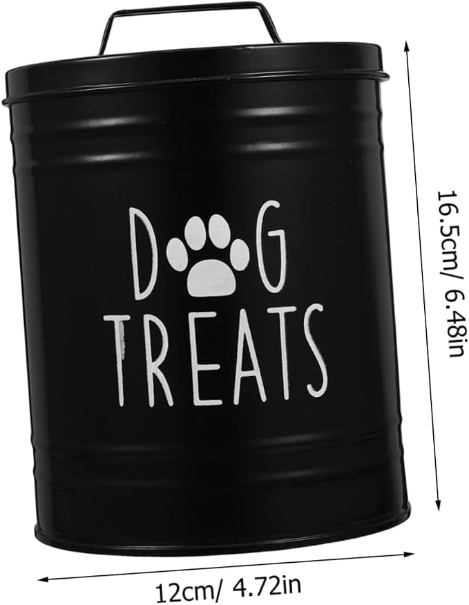 LABRIMP Puppy Food Storage Container with Airtight Lid Farmhouse Style Metal Dog Treat Canister Compact Snack Storage Jar for Kitchen Counter