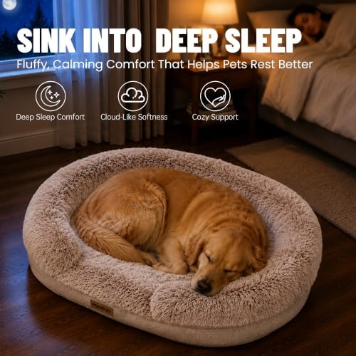 Miorun Fluffy Orthopedic Dog Beds Large Sized Dog, 43" Bolster Sofa Bed