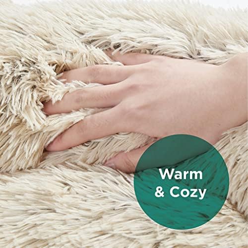 Friends Forever Serena Calming Donut Dog Bed, Medium, Serena Tan, 30"x23"x6.5"