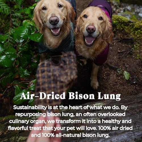 O.T.I.S. Wild Things Bison Lung Filets – 4 oz – Single-Ingredient Dog Treats – Grass-Fed, Farm-Raised Bison – No Hormones, Antibiotics, or Additives
