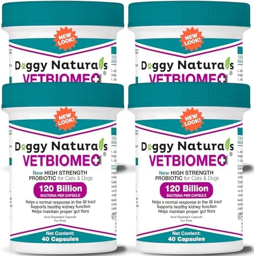 Vetbiome Plus High Strength Probiotics for Pets (160 Capsules) - 120 Billion CFU, 9 - Strain Formula – Third Party Tested - U.S Made