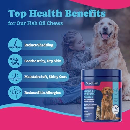 Fish Oil Chews for Dogs & Cats, Anti-Inflammation, Skin & Coat Health