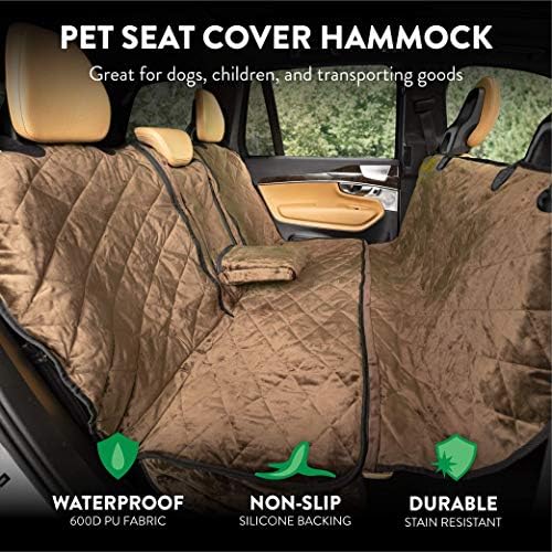 Plush Paws Products Velvet Convertible Rear Seat Cover | Durable Diamond Stitching | Washable & Waterproof Back Seat Cover | Car, Truck & SUV | Nonslip, Tear Resistant Protection | Regular Chocolate