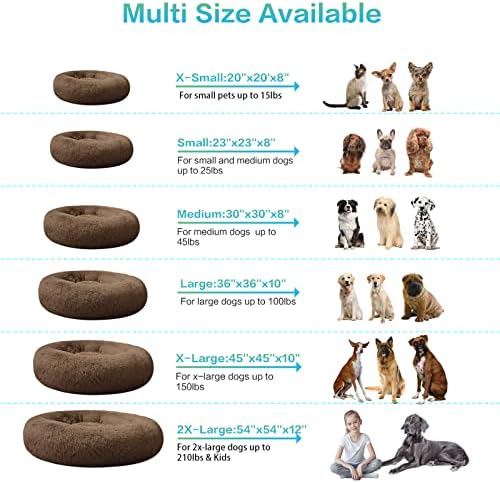 SAVFOX Calming Donut Dog Bed, 23", Brown