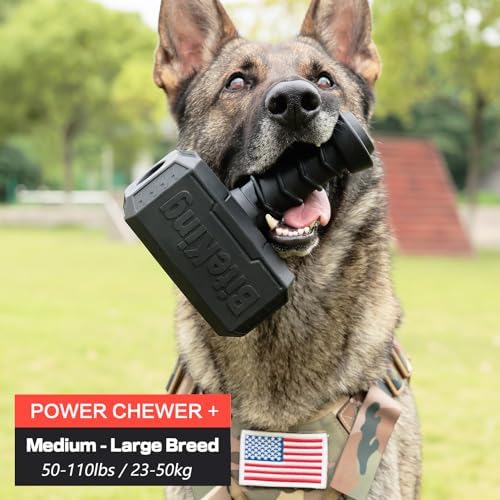 Natural Rubber Dog Toys for Large Aggressive Chewers - Lifetime Replacement - Indestructible Fetch Treat Toy for Large Dogs - Durable Hammer Dog Chew Toy for Super Chewer, Black