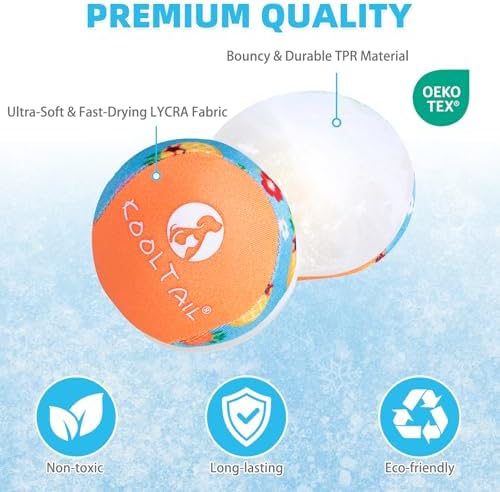 KOOLTAIL Floating Dog Pool Toy, Bouncing Water Toy, Green & Orange