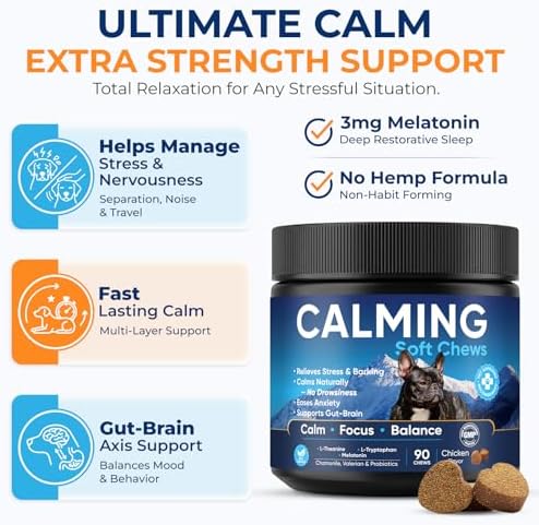 Dog Calming Chews 90 Count Dog Calm Treats Chicken Flavor for All Breeds, 90-Pack, 90 Count