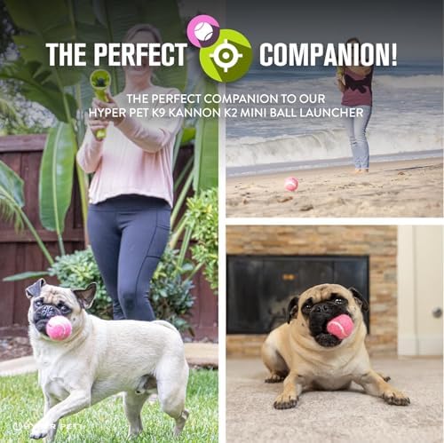 Hyper Pet Mini Extra Small Tennis Balls for Dogs, 1.75 Inch, 4 Pack, Pink | Safe interactive playthings for exercise and training, works with the K9 Kannon launcher, keeps little pups active daily