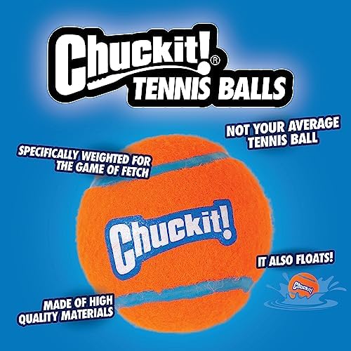 Chuckit! Dog Tennis Ball Dog Toy, Medium 2.5in 2 Pack | Made for Dogs Weighing 0 to 100 Pounds