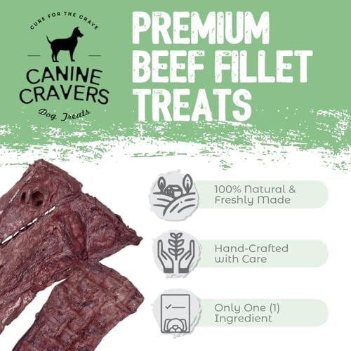 Canine Cravers Single Ingredient Dog Treats - Premium Beef Fillets, 5.3oz