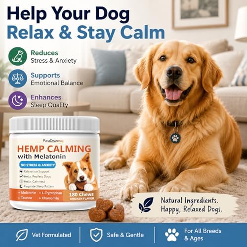 Calming Chews for Dogs with Melatonin Dog Anxiety Chews Supplements for Dog Thunder Barking, 180 Chews