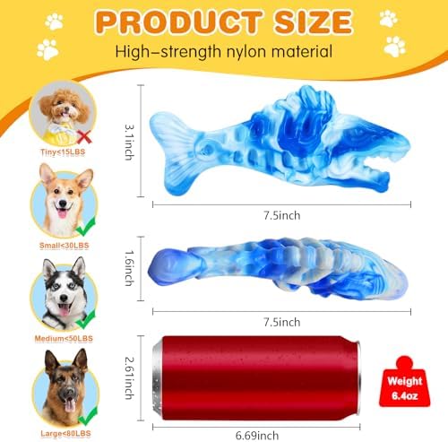 BoYoYo Tough Dog Toys for Aggressive Chewers 2 Pack, Indestructible Dog Toys to Keep Them Busy, Beef Flavor, Nylon Dog Chew Toys for Small, Medium and Large Dogs, Blue & Green