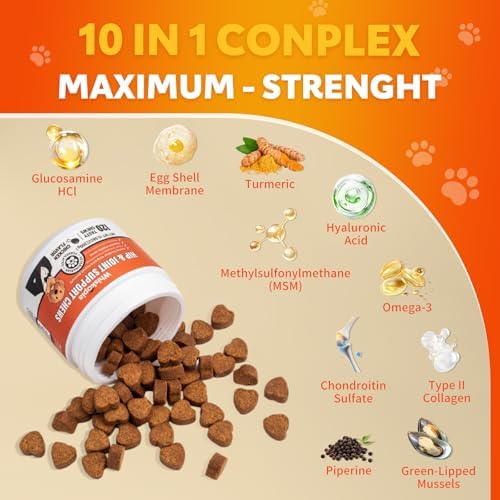 Glucosamine Chews for Dogs, Joint & Mobility Support, 120 Ct