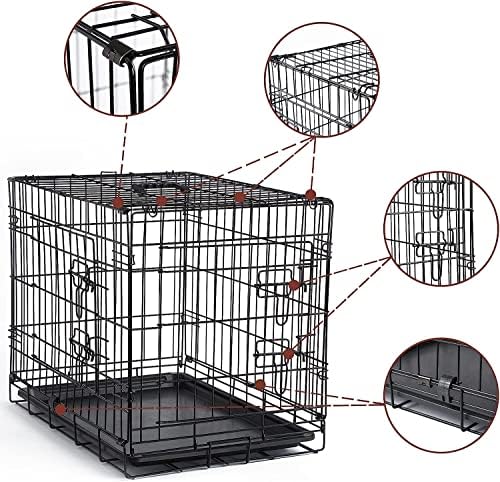 DONORO Dog Crates for Small Size Dogs Indoor Double Door Dog Kennels & Houses for Puppy and Cats, Collapsible Metal Contour Dog Cages (Tan, 30.0" L x 19.0" W x 21.0" H)