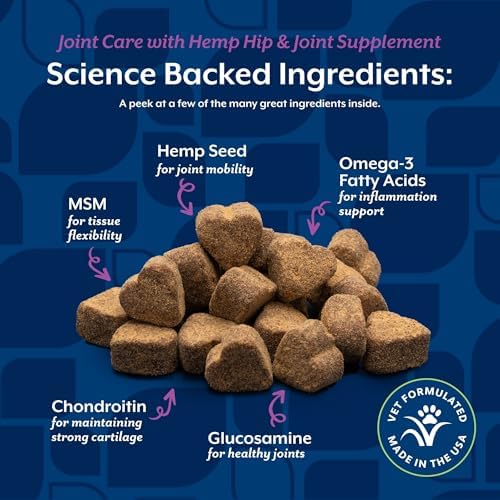 NaturVet Hip & Joint Care with Hemp Seed Supplement for Dogs, 120ct