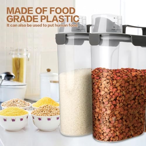 TIOVERY Dog Food Storage Container, 2-Pack, 7 Lbs, Grey