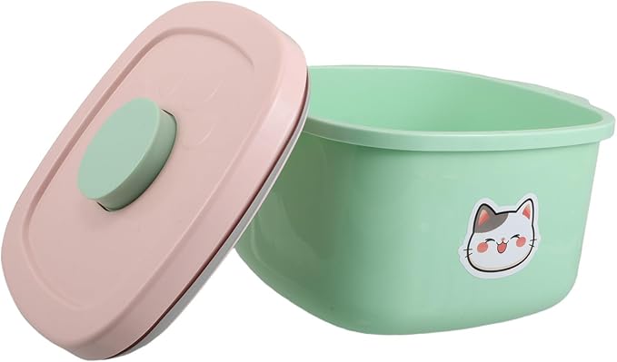 COLLBATH Pet Food Storage Barrel with Airtight Vacuum Seal Lid Plastic Container for Cat, Light Green