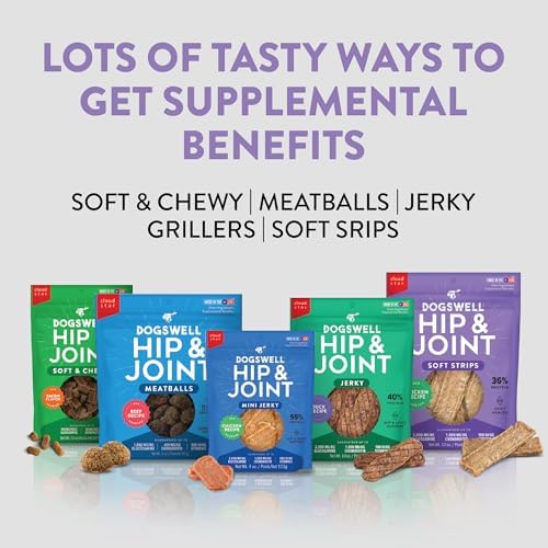 DOGSWELL Hip & Joint Soft Strips Dog Treats, Chicken, 20 oz. Pouch