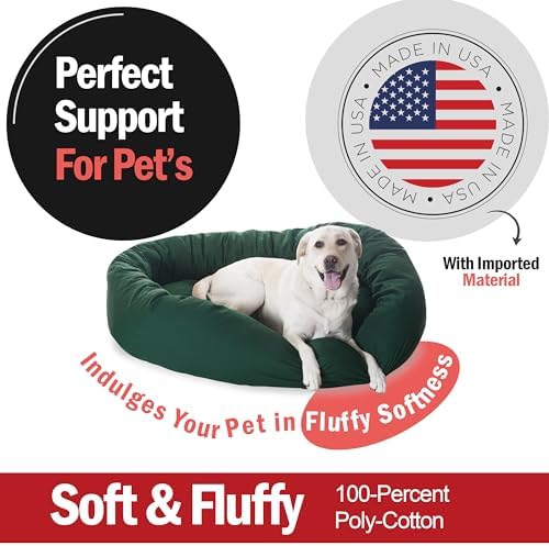 Majestic Pet Bagel Calming Dog Bed, 52 Inch X-Large, Washable, Green