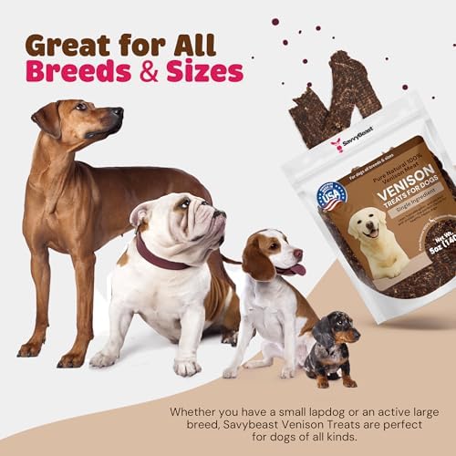 SavvyBeast Dehydrated Venison Dog Treats, Hypoallergenic, USA Made, 5 oz