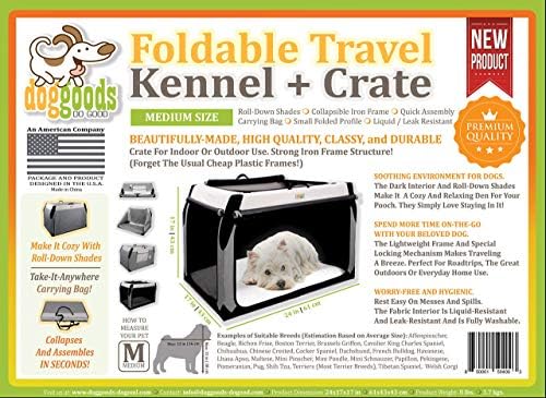 Folding Soft Dog Crate by DogGoods - Indoor/Outdoor Kennel, Collapsible for Camping, Car, Roadtrips - Extra Large, Large, Medium, Small Dogs