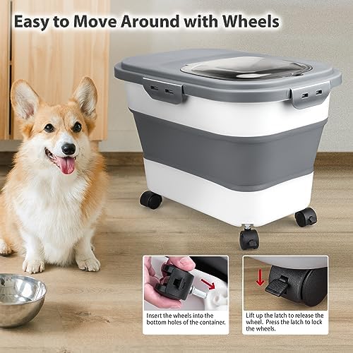 Viretec Dog Food Storage Container, 20Lbs, Silicone, White