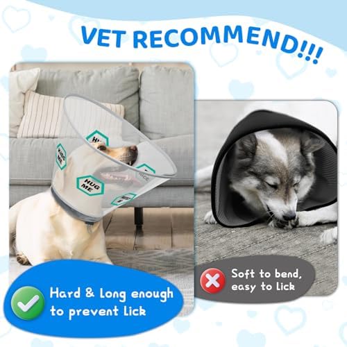 Supet Dog Cone Collar After Surgery to Stop Licking: Adjustable Recovery Elizabeth Collar Alternative for Large Medium Small Dogs, Plastic Pet Head Neck Cone (S)