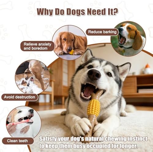 SCHITEC Dog Chew Toy for Aggressive Chewers, Tough Nylon & Rubber Teething Stick Toy to Keep Them Busy, Durable Dog Chew Bone for Large Medium Breed, Chicken Flavor