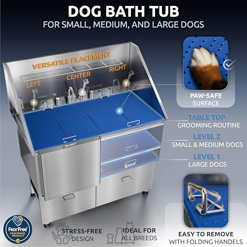 KANIS Professional Dog Washing Station 304 Stainless Steel Pet Wash Sink